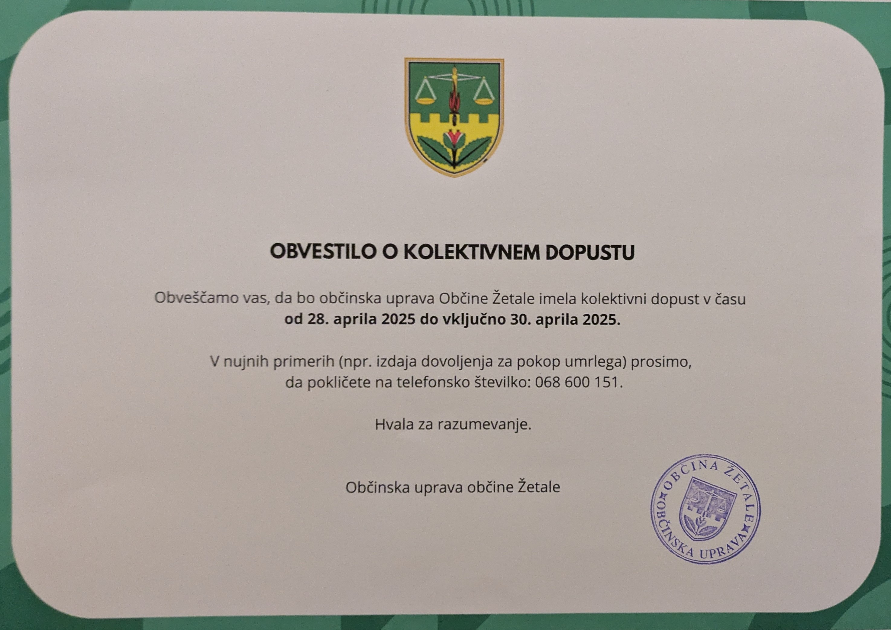 obvestilo